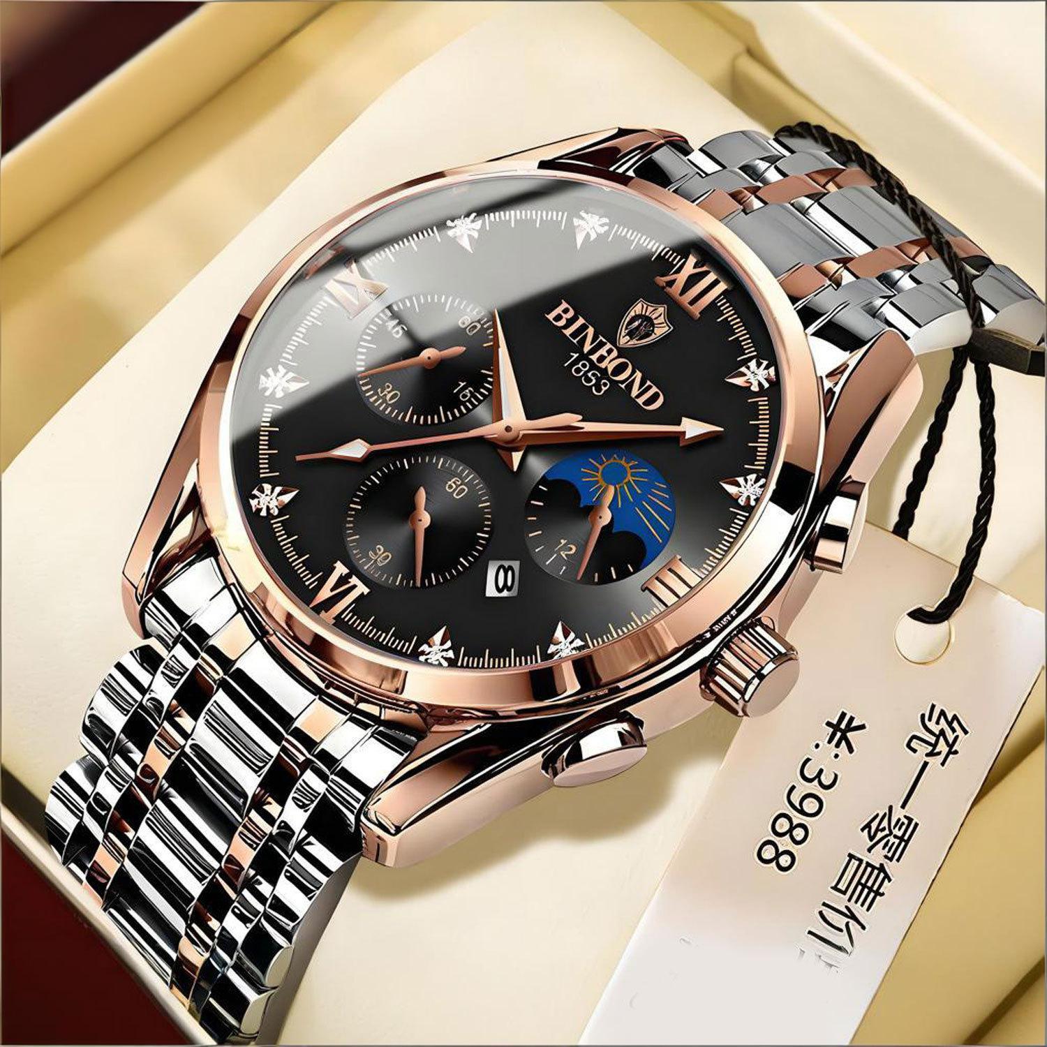 New Waterproof Luminous Calendar Men's Watch Men's Student Korean Style Fashion Genuine Leather Sports Quartz Watch Cross-border Watch