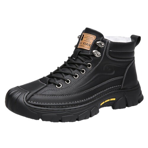 Men's shoes, winter style, velvet, warm, high-top cotton shoes, thick sole and non-slip Northeast household leather shoes