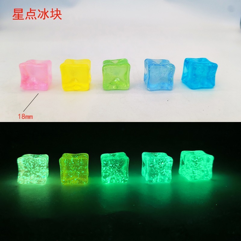 Piedras de cristal de cubo transparente, adornos creativos de bricolaje, cubitos de hielo luminosos, juguetes para niños, piedras luminosas, luminosas de color