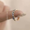 Enamel, blue advanced design ring, light luxury style