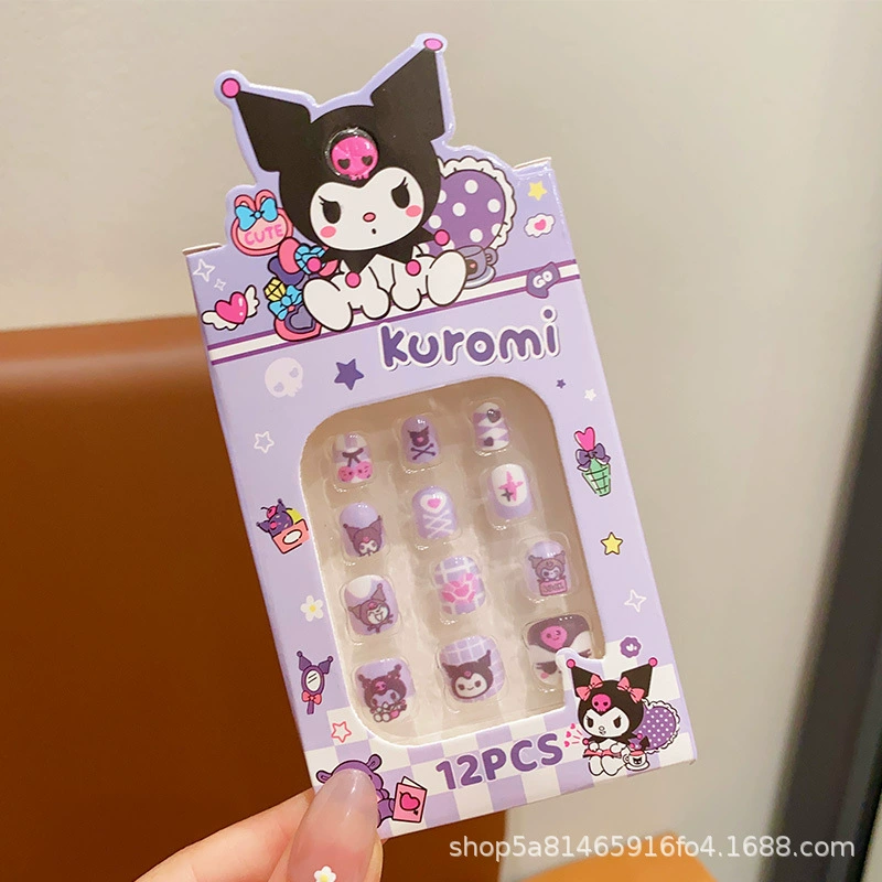 Sanrio, детские 3D-наклейки для ногтей, милые съемные мультяшные искусственные ногти