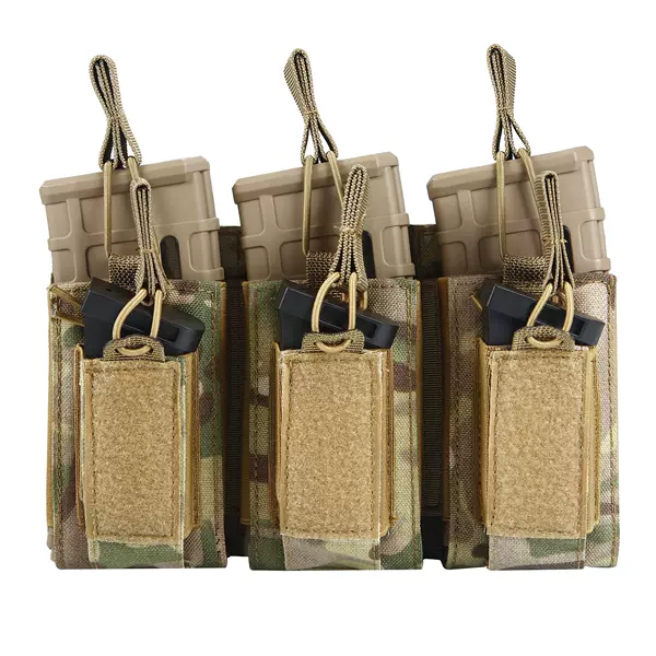 Cross-border three-compartment magazine pouch, tactical vest magazine pouch, field vest hanging bag, tactical storage bag for CS