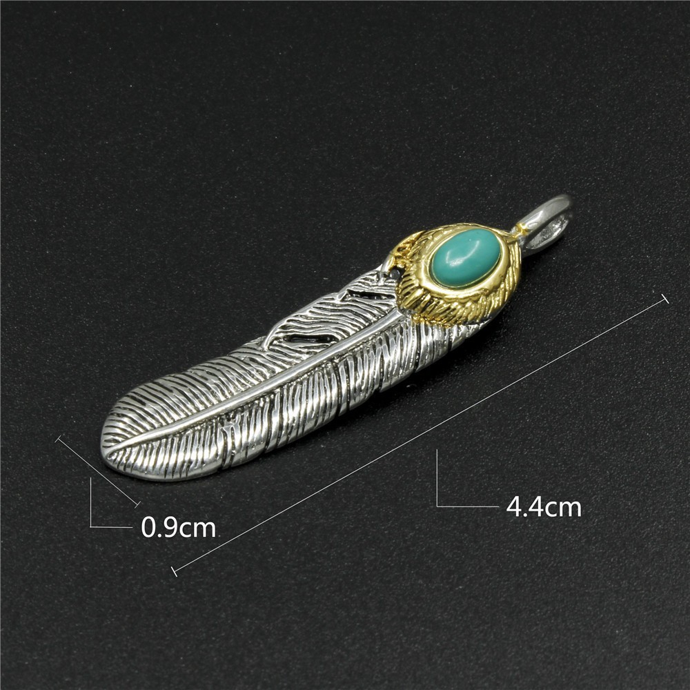 New titanium steel trendy men's pendant, peacock stone feather couple necklace set_voghion.com