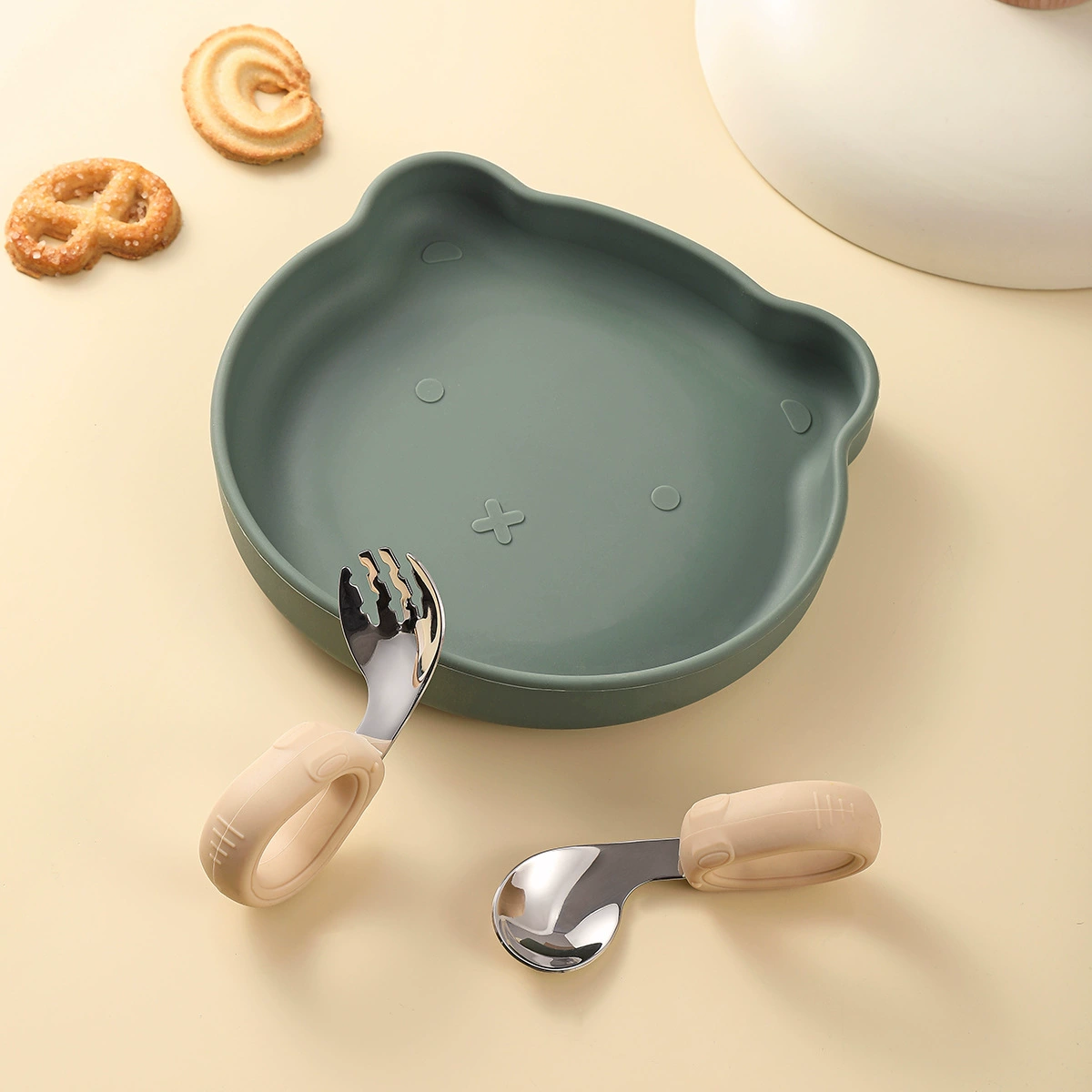Силиконовая детская тарелка с медвежонками для еды, детские стульчики совместимы с столешницы