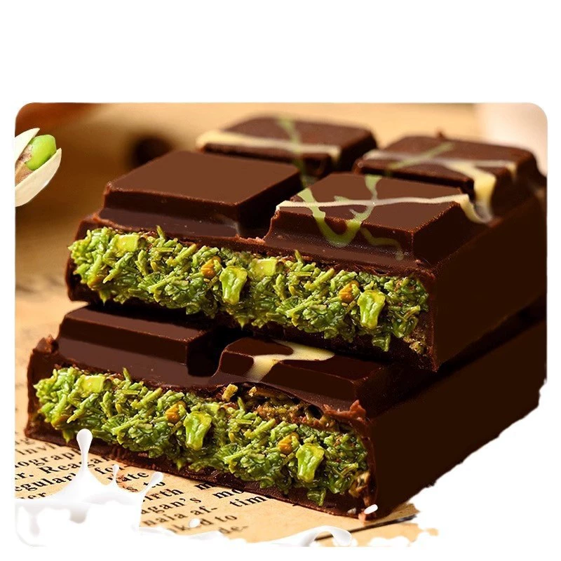 Шоколадная плитка (Dubai Chocolate) — фисташковый и лесной орех, обжаренное масло какао, 40 г варианты