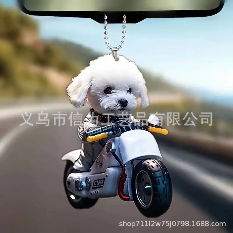 Cross-border nuevo creativo 2D lindos perros de peluche cachorro hombre mochila colgante acrílico colgante de automóvil
