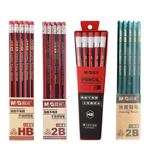 Chenguang Pencil P30823 Wooden Shaft 2B Hexagonal Pencil with Eraser Head HB Hexagonal Chinese Pencil Single Wholesale