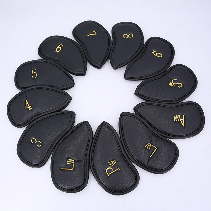 Cubierta de varilla de hierro de golf de cuero PU cubierta protectora engrosada Velcro 12 paquete de procesamiento personalizado suministros de golf accesorios