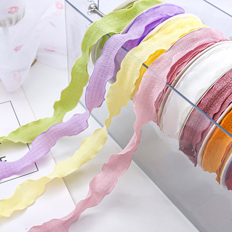 Wave-pleated ribbon fish-tail earring ear band flower shop fresh flowers gift cake baking floral cloth ribbon