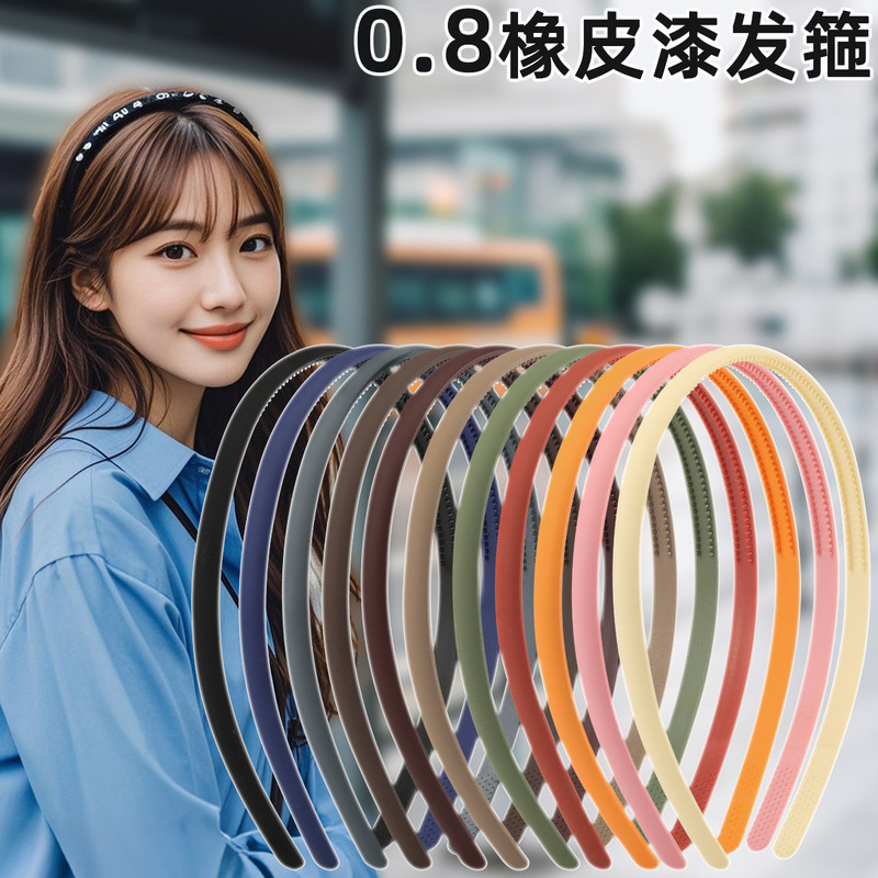 0.8 Toothed Rubber Paint Colorful Fine Hair Band Wholesale Boutique Hot Scrub Wash Face Hair Band Plastic Head Buckle