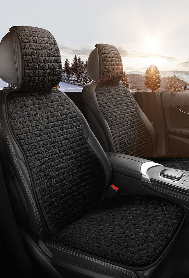Four-Season Universal Car Seat Cushion Without Backrest, Single-Piece Plush Three-Piece Set, Non-Slip Single Rear Seat Cushion with Backrest, Winter