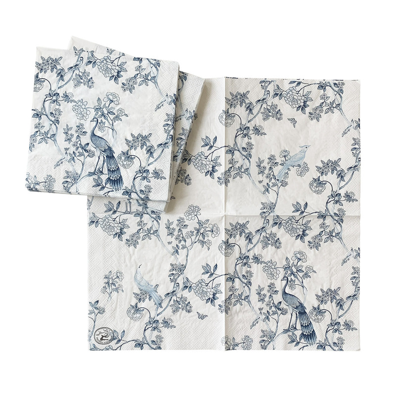 New Classic Blue Blue and White Colorfuled Paper Towels Printed Napkins Chinese Style Pure Wood Pulp Handkerchief Paper 20 Sheets