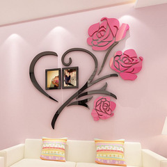 亞克力水晶3d立體牆貼玫瑰花客廳沙發背景牆臥室床頭相框照片裝飾