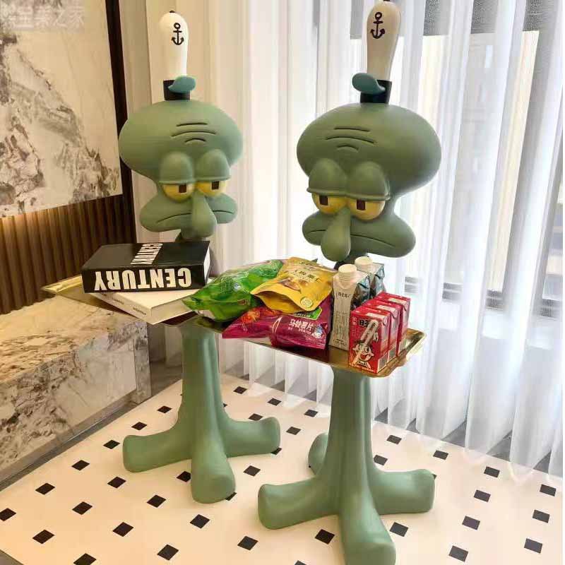 in stock One-meter Net Celebrity Squidward Tray Floor Oversized Ornaments Hand-held Worker Living Room Storage Rack Next to Sofa
