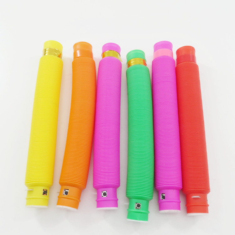跨境彩色夜光玩具发亮拉伸塑料管波纹解压管发泄伸缩管29mm