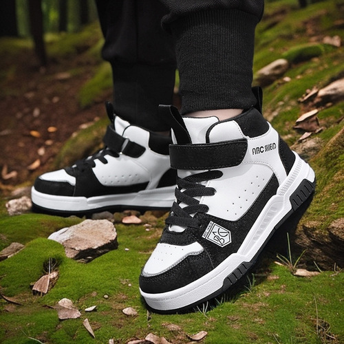 Girls' sneakers, new running shoes, mid-to-large size boys' Velcro-style fashion casual shoes, school children's shoes