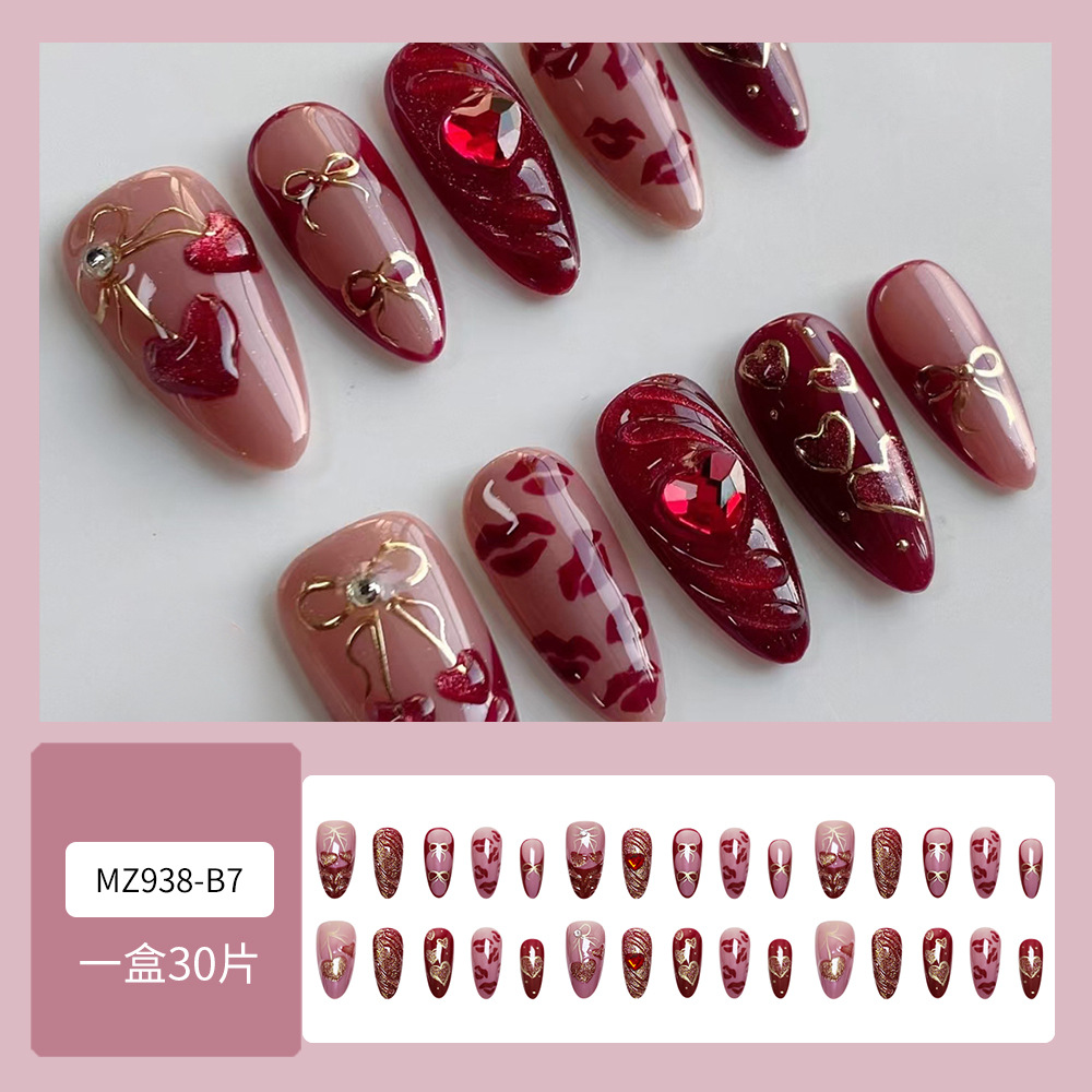 30 piezas de uñas postizas en caja, uñas de alta gama populares para llevar, puntas de uñas versátiles y de moda, gran venta al por mayor.