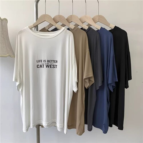 2540【40S Odel】2025 Spring Copper Ammonium Fiber Loose Medium-Length Modal Short-Sleeve T-Shirt for Women
