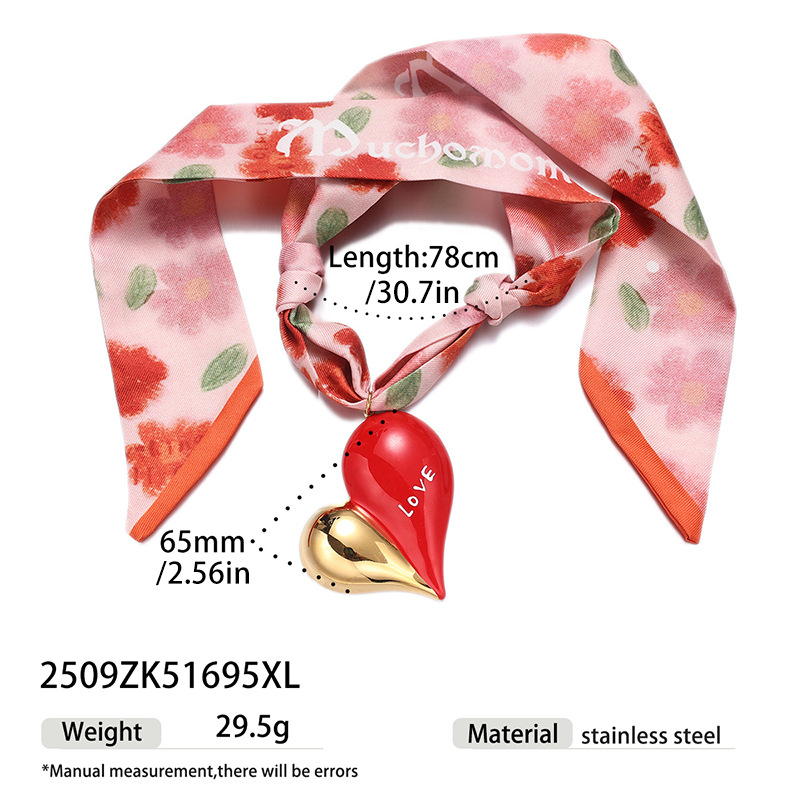 Taina joyas transfronterizas de tela larga goteo de aceite collar de amor ligero de lujo de alto nivel joyas de corazón de melocotón al por mayor image 8
