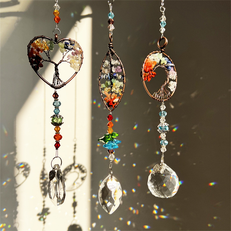 Aliexpress Balcony Hanging Decoration Tree of Life Three-Piece Set Heart Gardening Crafts Sun Pendant White Crystal