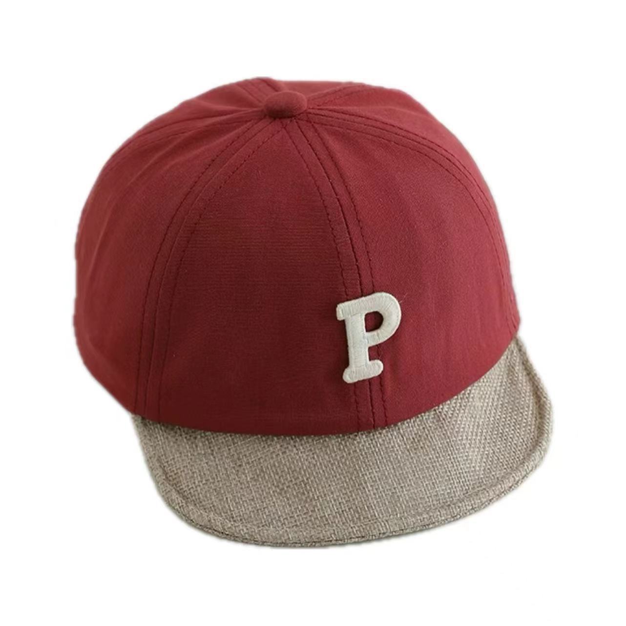 Sombrero infantil de primavera y otoño de letras p, sombrero de brida suave, sombrero de béisbol casual coreano, sombrero de lengua de pato.