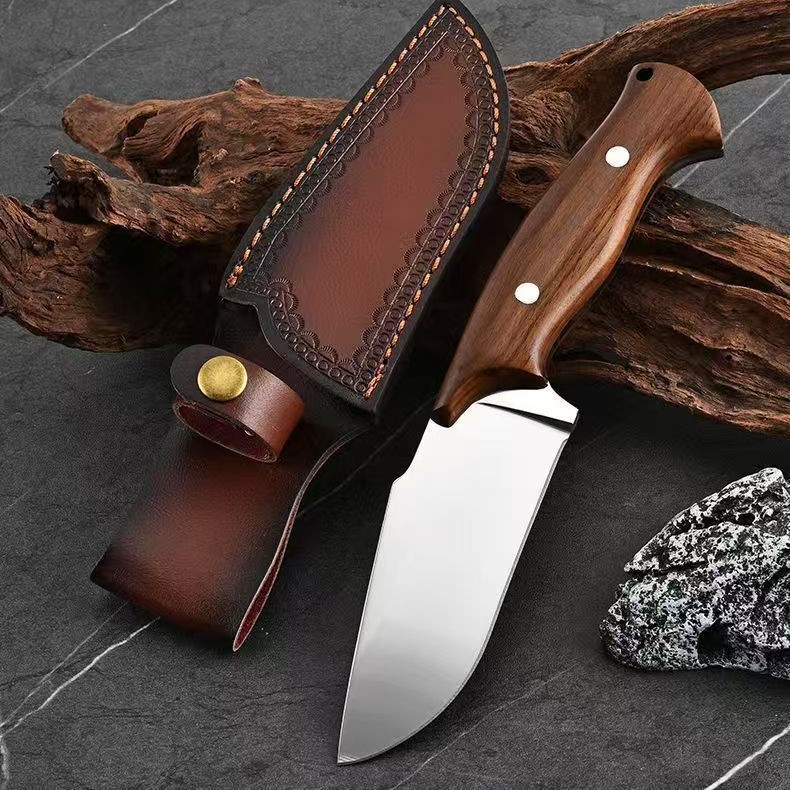 户外加厚一体龙骨小直刀手把肉小刀吃肉刀便携随身割肉小刀带刀鞘