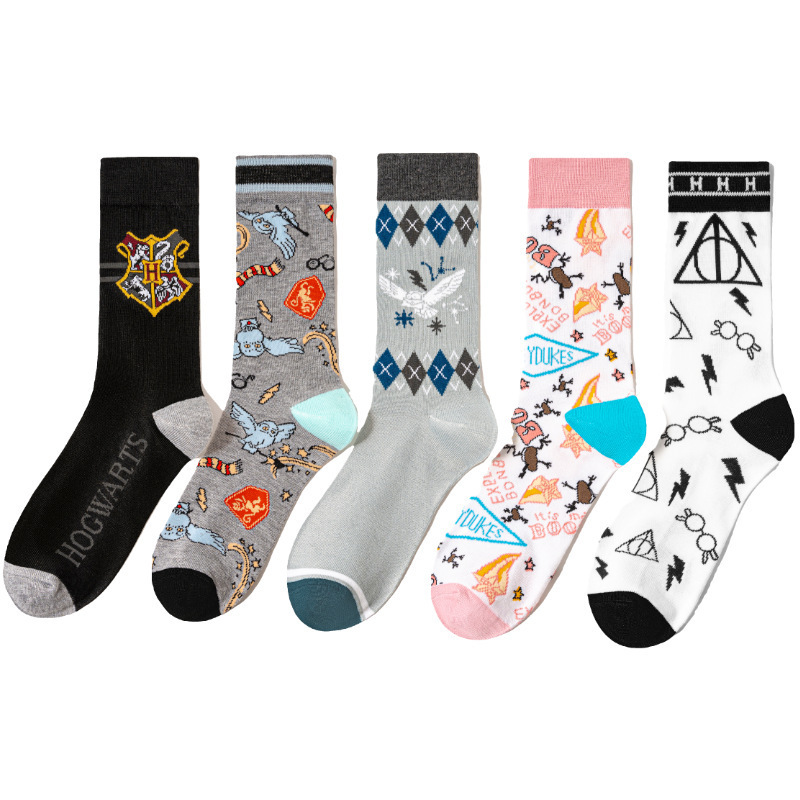 Trendy Four Seasons Magic Mid-Calf Men's Manufacturer Glasses Trendy Socks Harry Potter British Women's Cotton Foreign Trade Men's Amazon Socks