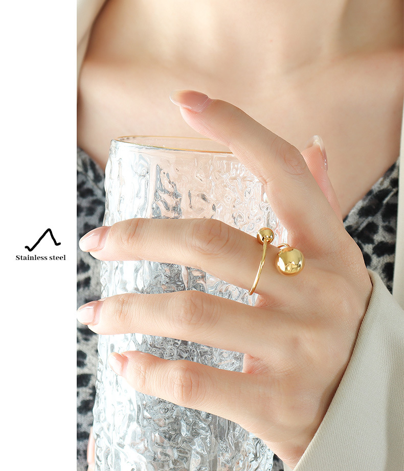 Titanium Steel Bead Ring For Women, Versatile Designer Ring_voghion.com