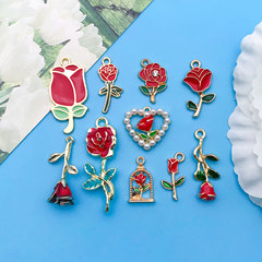 クロスボーダー滴下立体愛パールローズ合金ペンダント diy ブレスレットキーホルダージュエリーアクセサリー卸売