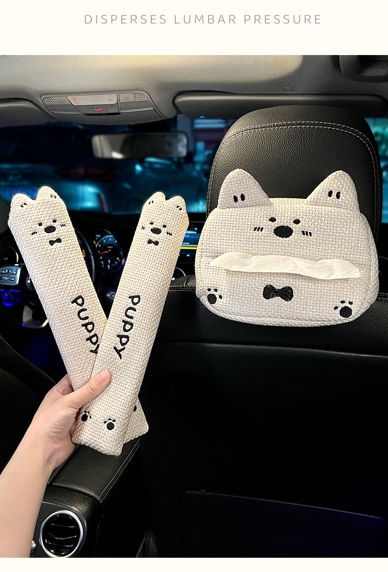Car Seat Belt Shoulder Cover, Universal for All Seasons, High-End Ladies Cartoon Cute Car Anti-Slip Sweat-Absorbent Protective Cover