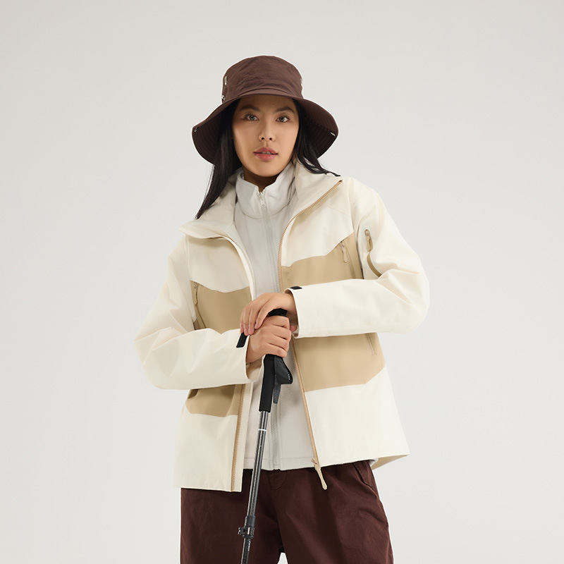 2025 otoño y invierno al aire libre traje de asalto de dos piezas conjunto desmontable chaqueta para hombres y mujeres más terciopelo grueso traje de montaña 3 en 1