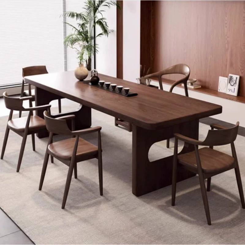 Большой чайный стол и стул из массива дерева, современный простой китайский стиль, легкая роскошь, гостиная, домашний офис, чайный стол