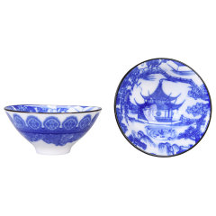 444Z批發青花瓷茶杯單個茶盞斗笠杯套裝功夫茶具陶瓷主人杯單杯手