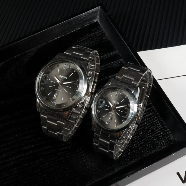 Women's black-faced silver strap