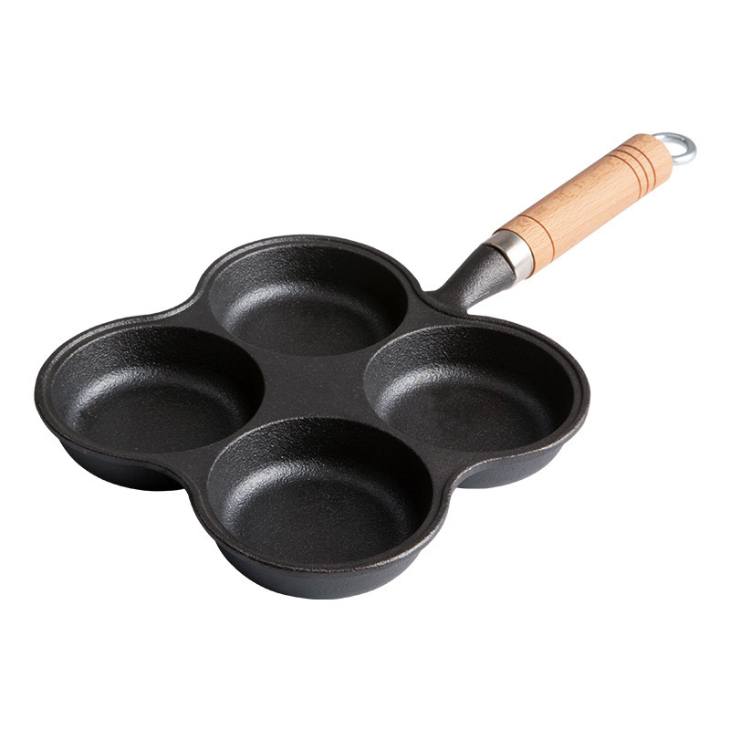 Nueva olla de desayuno olla de hamburguesa de huevo sartén de cuatro orificios sartén antiadherente sartén de hierro fundido olla de cocina casera al por mayor