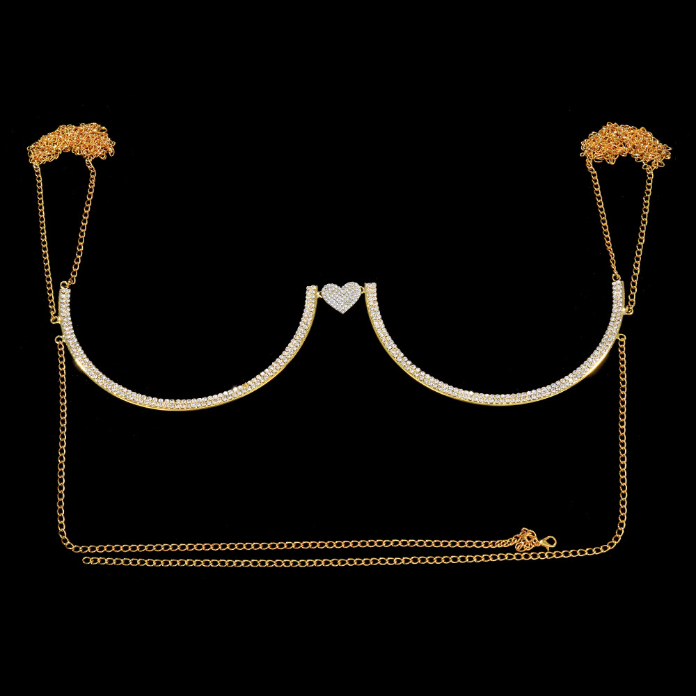 AliExpress Venta caliente accesorios moda calle tiro completo diamante pecho soporte europeo y americano discoteca sexy cadena del pecho cadena del cuerpo femenino