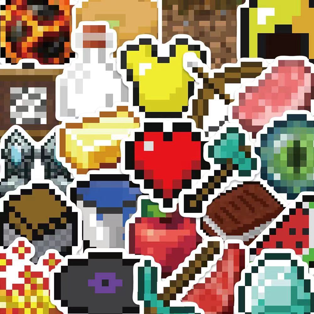 140张我的世界MC游戏周边贴纸像素手账笔记本装饰diy防水贴画