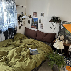 牛油果純棉四件套韓版ins風純色簡約百搭可摺疊床單被罩床上用品