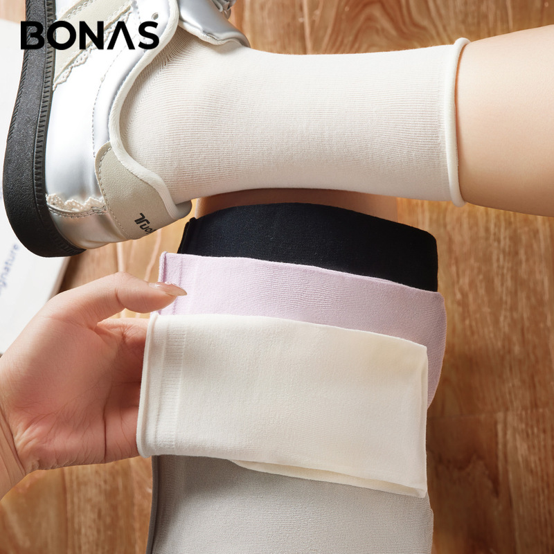 Women's Summer Mid-Calf Socks Thin Ice Modal Cool Antibacterial Deodorant White Seamless Slouch Socks