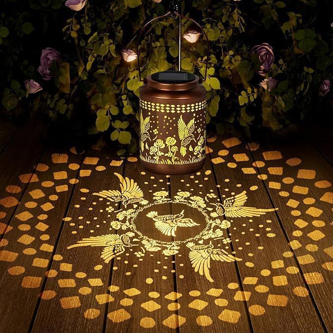 Amazon explotó fotos para probar linternas impermeables lámparas de hierro forjado lámparas de caballo jardín al aire libre colibríes lámparas de patio solar