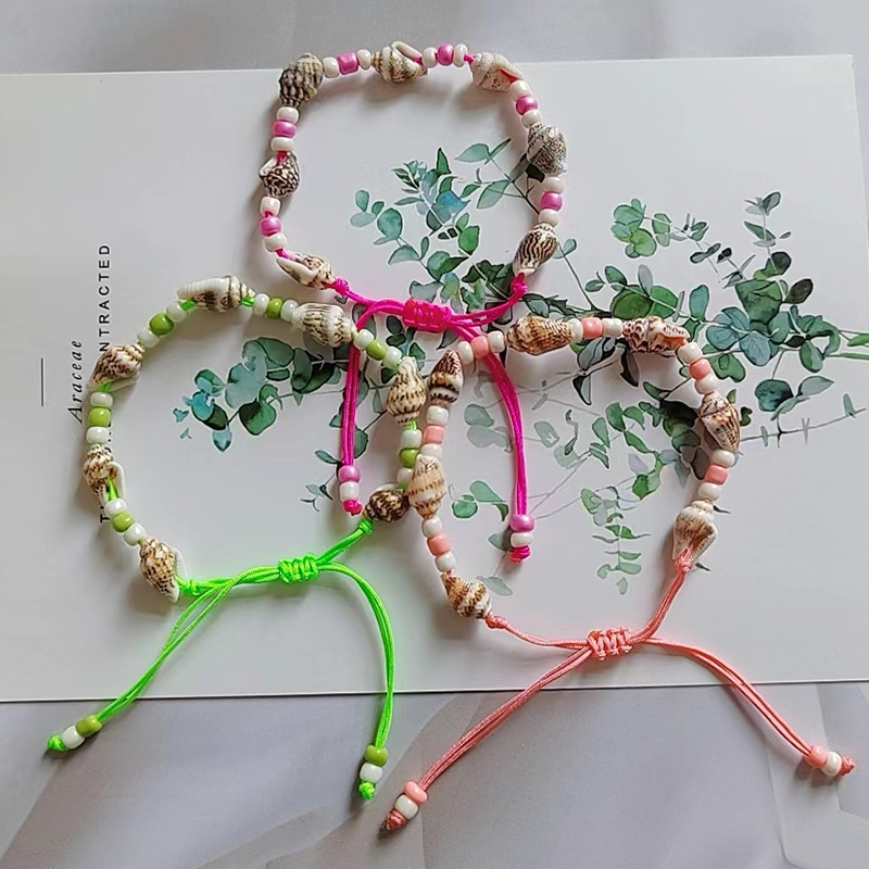 Unisex Gender Beach Geometric Seed Bead Shell Beaded Knitting Unisex Bracelets