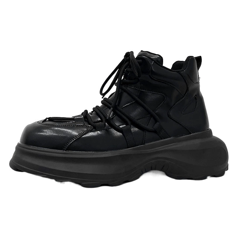 Высокие туфли для пап Black Warrior, мужские нишевые кроссовки на толстой подошве, увеличенные кроссовки, британские ботильоны из воловьей кожи, ботинки Martin в уличном стиле