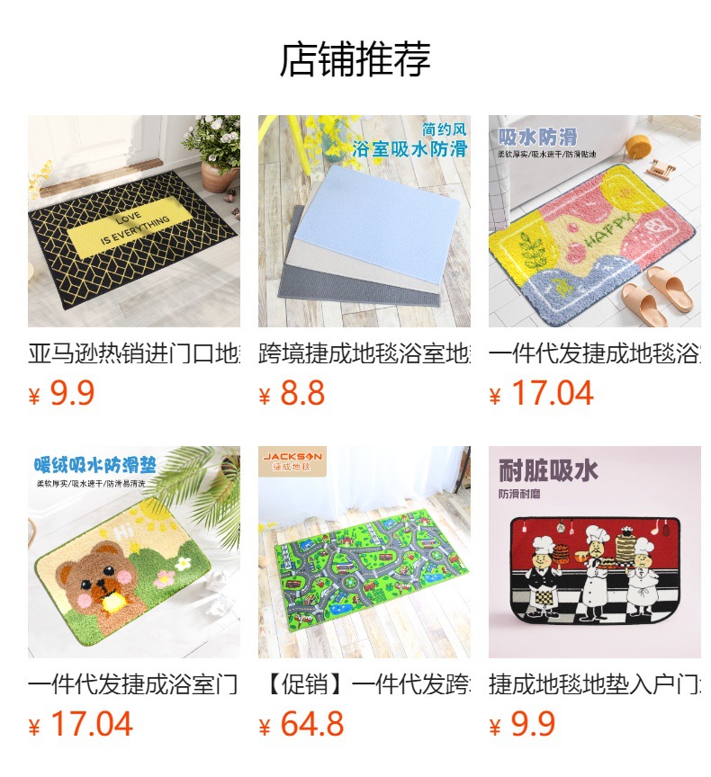 Jiecheng Floor Mat for Children's Room, Cartoon Foot Mat, Entrance Door Mat, Bathroom Mat, Water-Absorbent, Dirt-Resistant, Non-Slip Door Mat