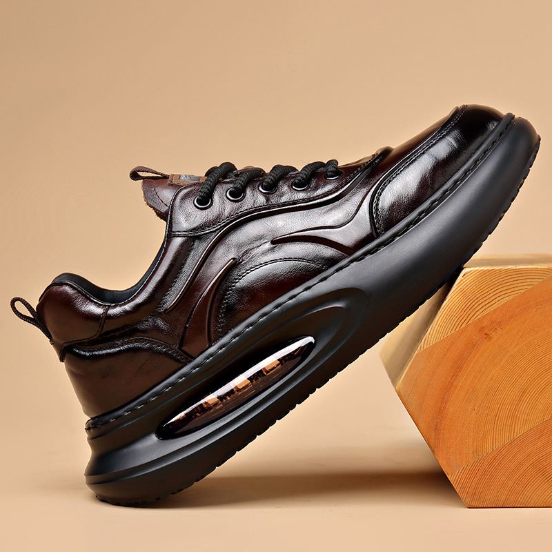 Top Layer Cowhide European Station Sports Casual Shoes Men's Thick-soled Genuine Leather Torre Shoes Men's Ins Super Popular Men's Trendy Shoes