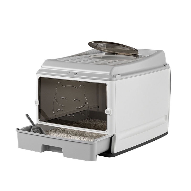 Cajón grueso reforzado completamente cerrado gato arena caja de arena a prueba de salpicaduras desodorante gato suministros gato de grasa disponible inodoro