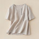 Artistic Vintage Short-sleeved Women's Embroidered Cotton and Linen Round Neck Summer New Arrival Loose plus size All-match T-shirt Pullover Top for Women