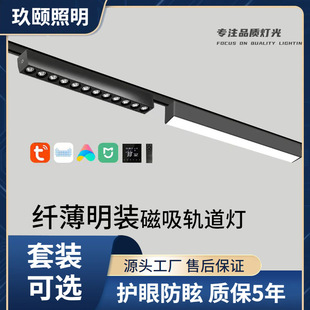 超薄磁吸轨道灯明装家用智能无主灯客厅卧室全光谱深防眩led射灯-阿里巴巴