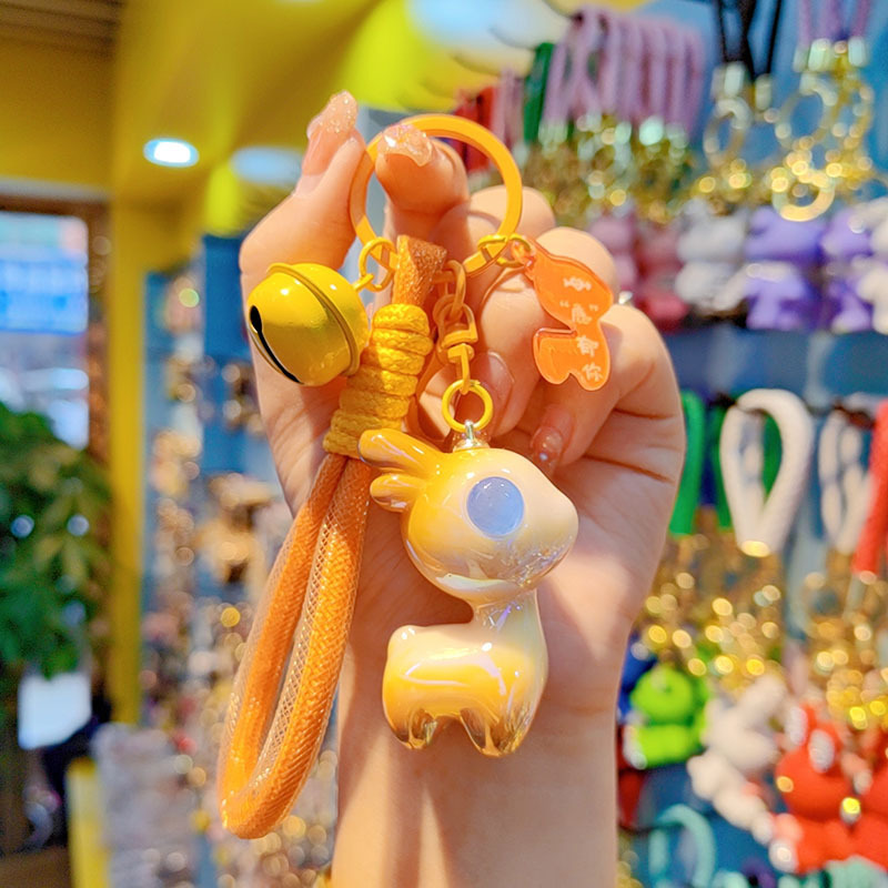 Nueva resina galvanizada colorido lindo ciervo llavero todo el camino seguro bolsos de pareja colgante llavero de automóvil