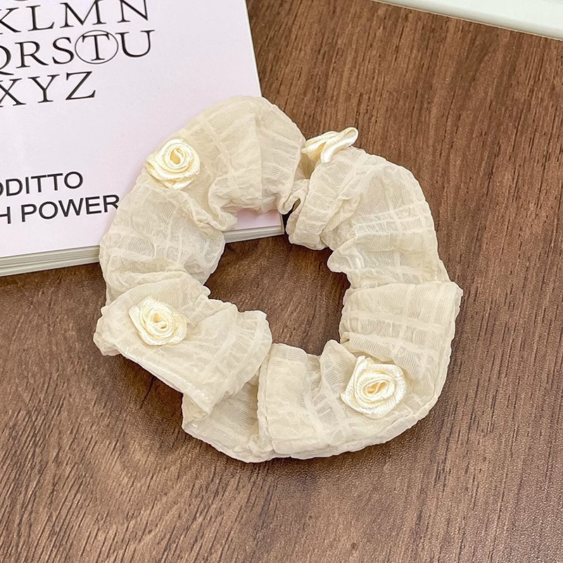 韩系春夏蝴蝶结大肠发圈女款蕾丝碎花头绳粉色方巾大号发饰|undefined