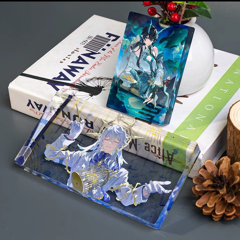Acrylic cards, anime star fan-made birthday cards, custom-printed cards, and custom cards with company logos and other materials